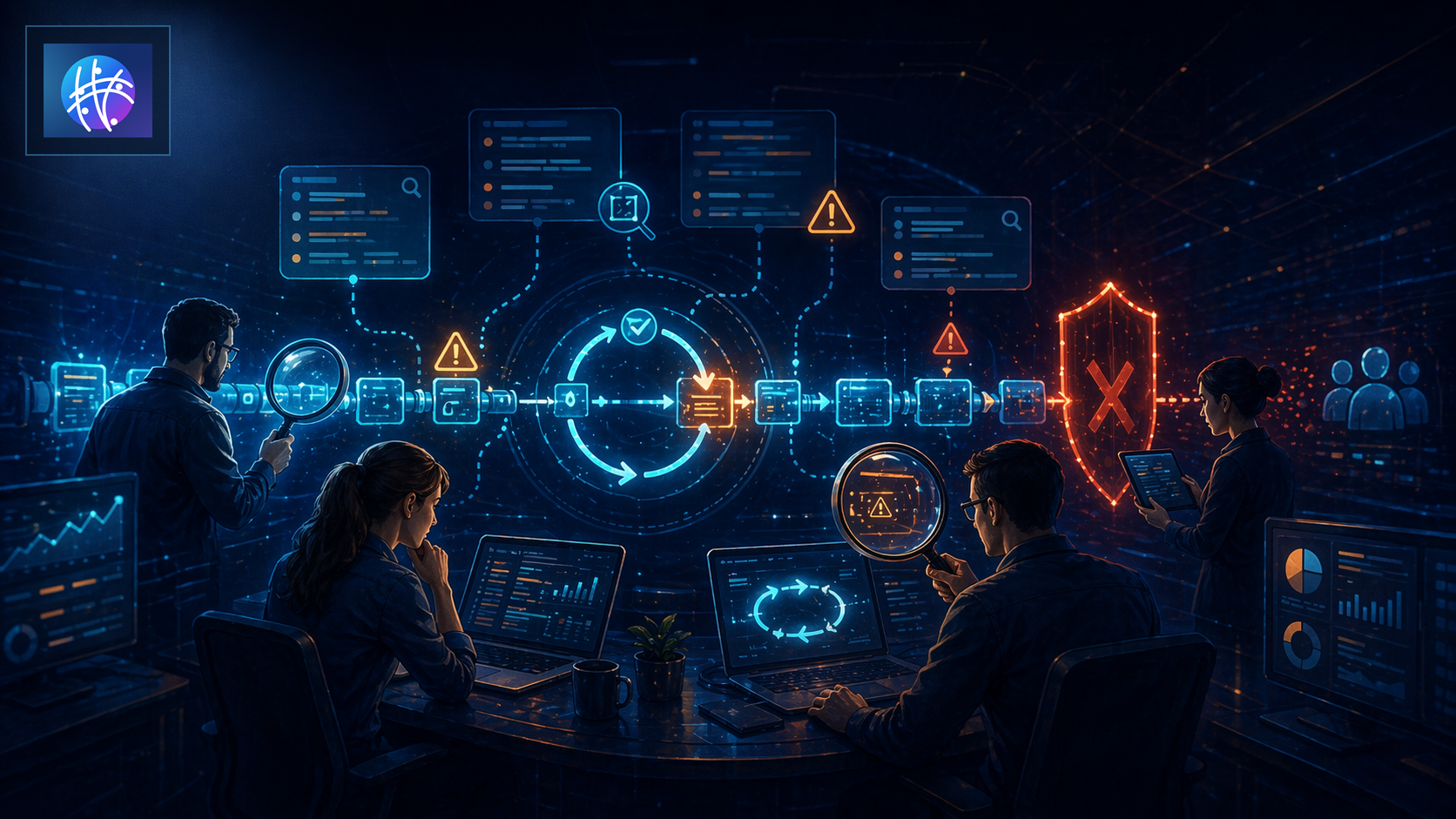 How to Audit Automation Infrastructure Before It Breaks in Production cartoon operations infrastructure hero image with Meshline logo