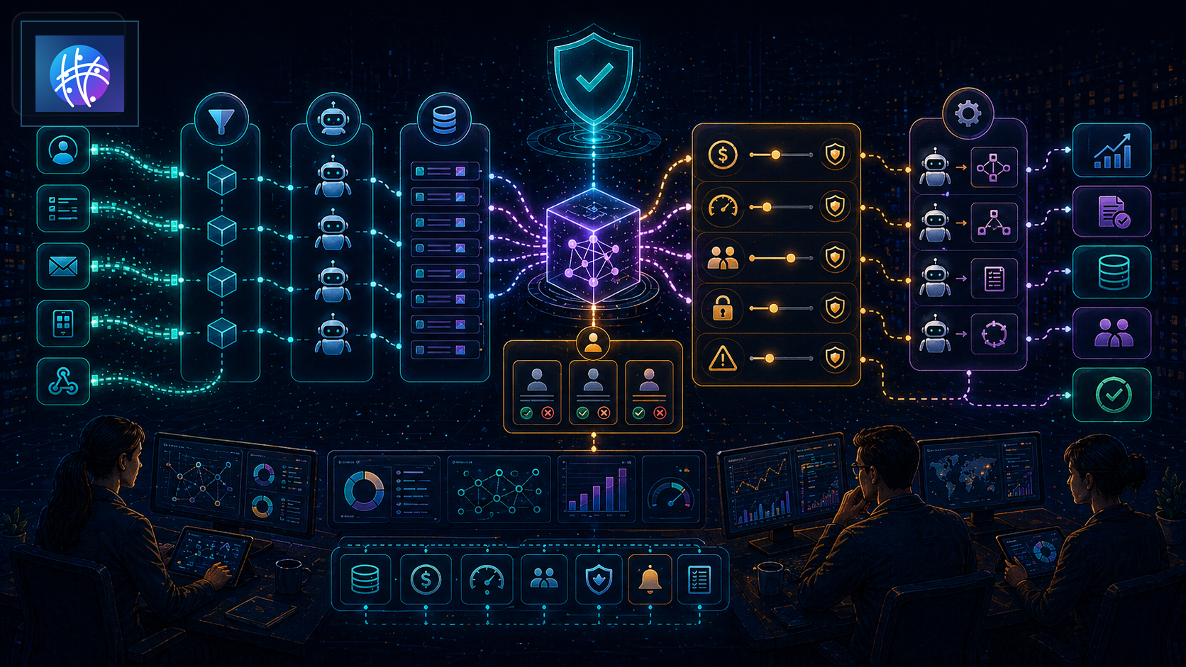 Compute Governance for AI Agents and Automation Workflows premium compute governance hero image with Meshline logo