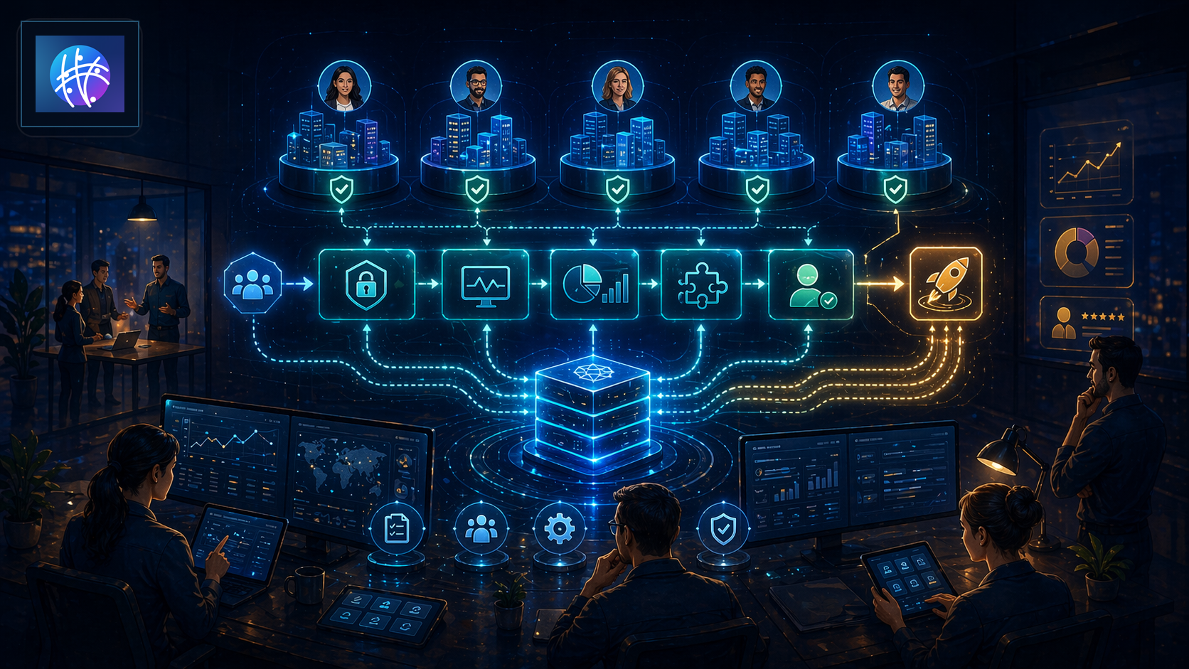 Infrastructure Automation for Agencies Managing Client Operations premium infrastructure automation hero image with Meshline logo