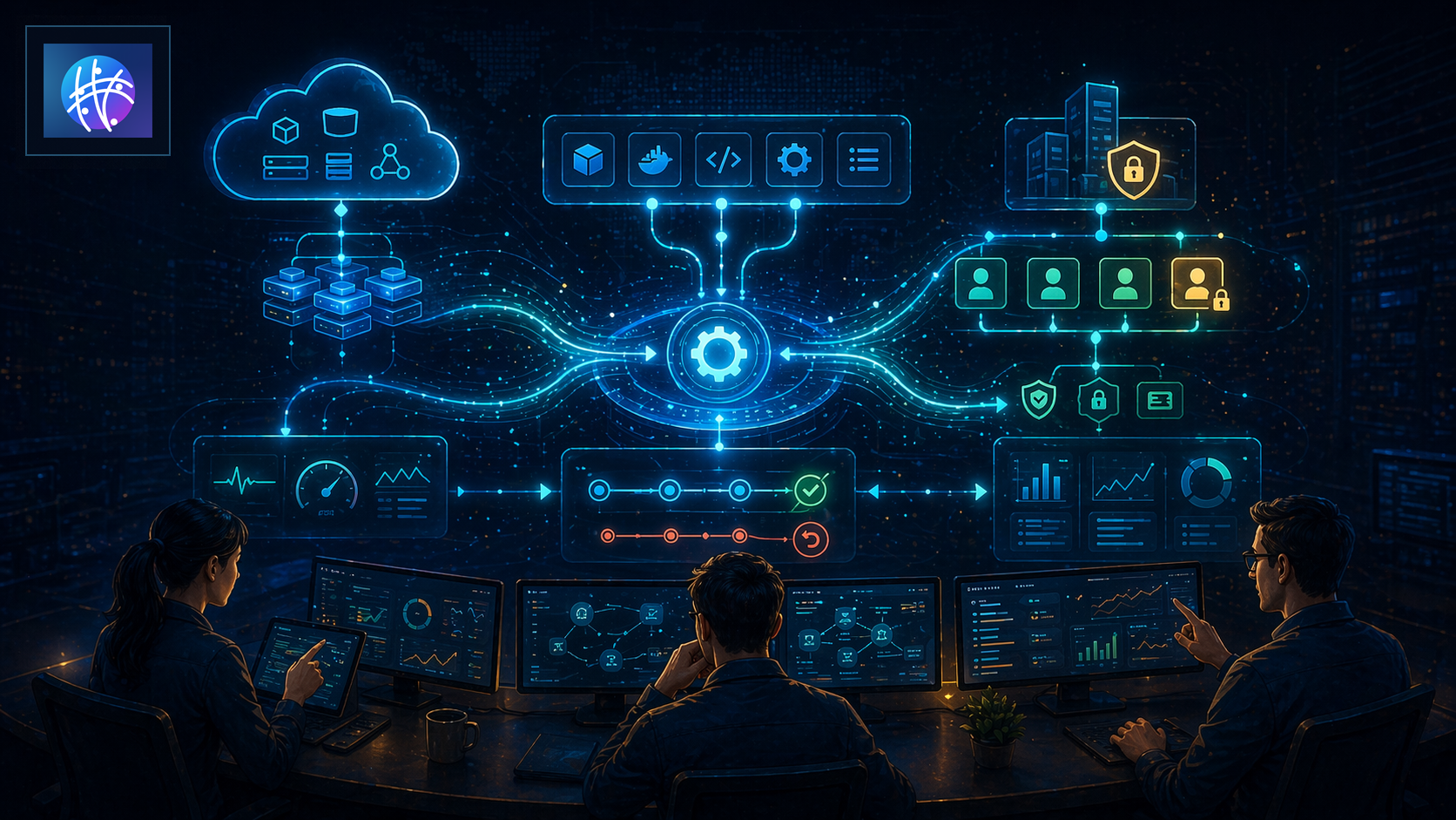 Infrastructure Automation Workflow for Cloud, Apps, and Internal Systems premium infrastructure automation hero image with Meshline logo