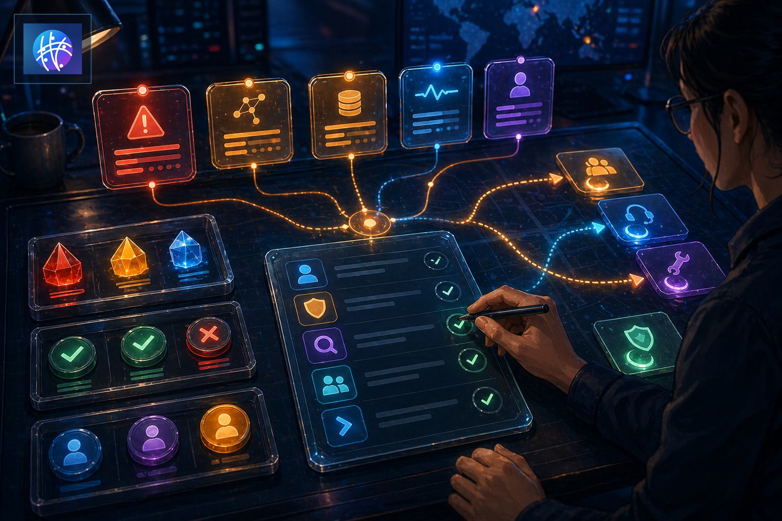 Event Correlation Checklist Before Routing Incidents cinematic event correlation operations map hero image with Meshline logo