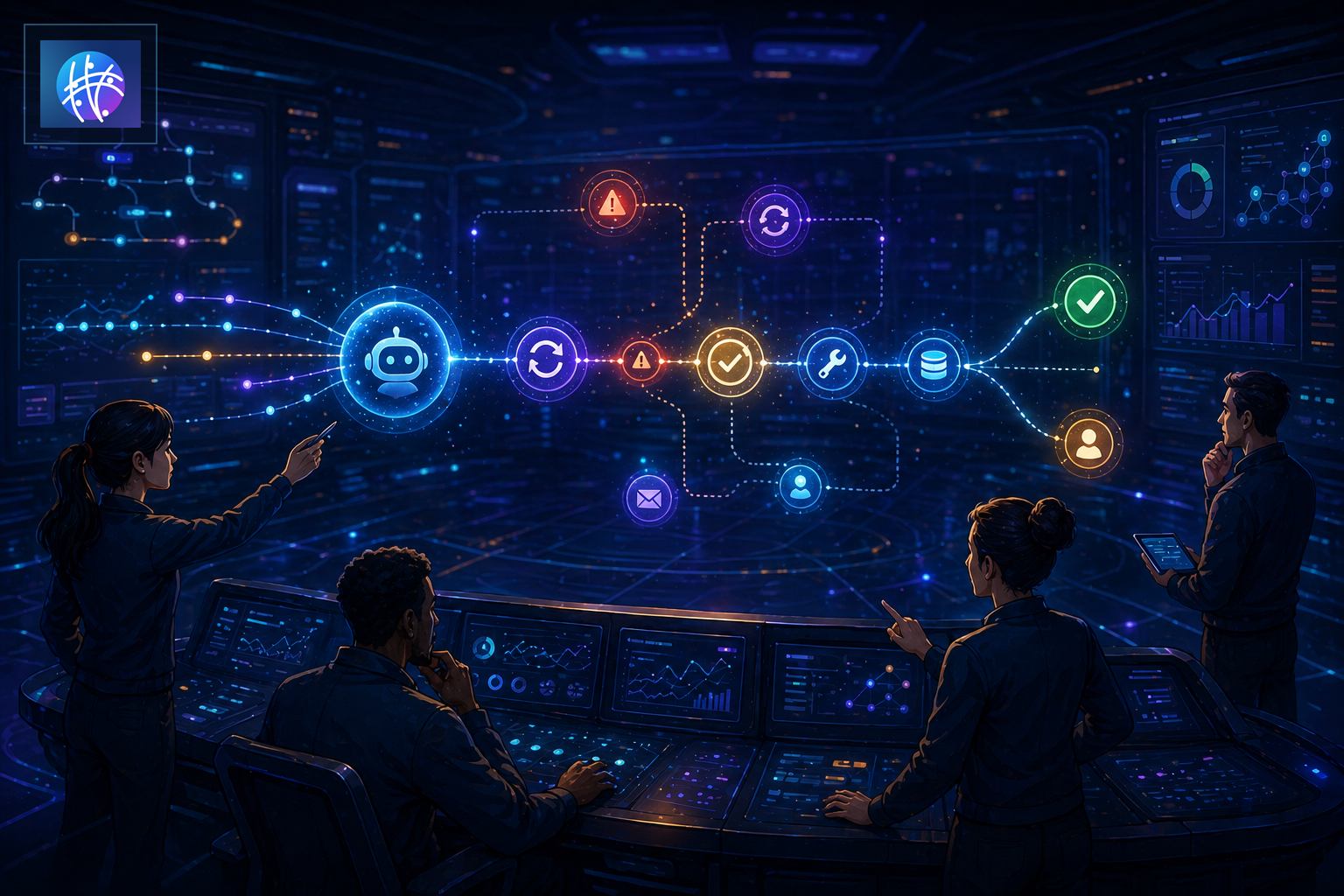 Event Correlation for AI Agents and Automation Workflows cinematic event correlation operations map hero image with Meshline logo
