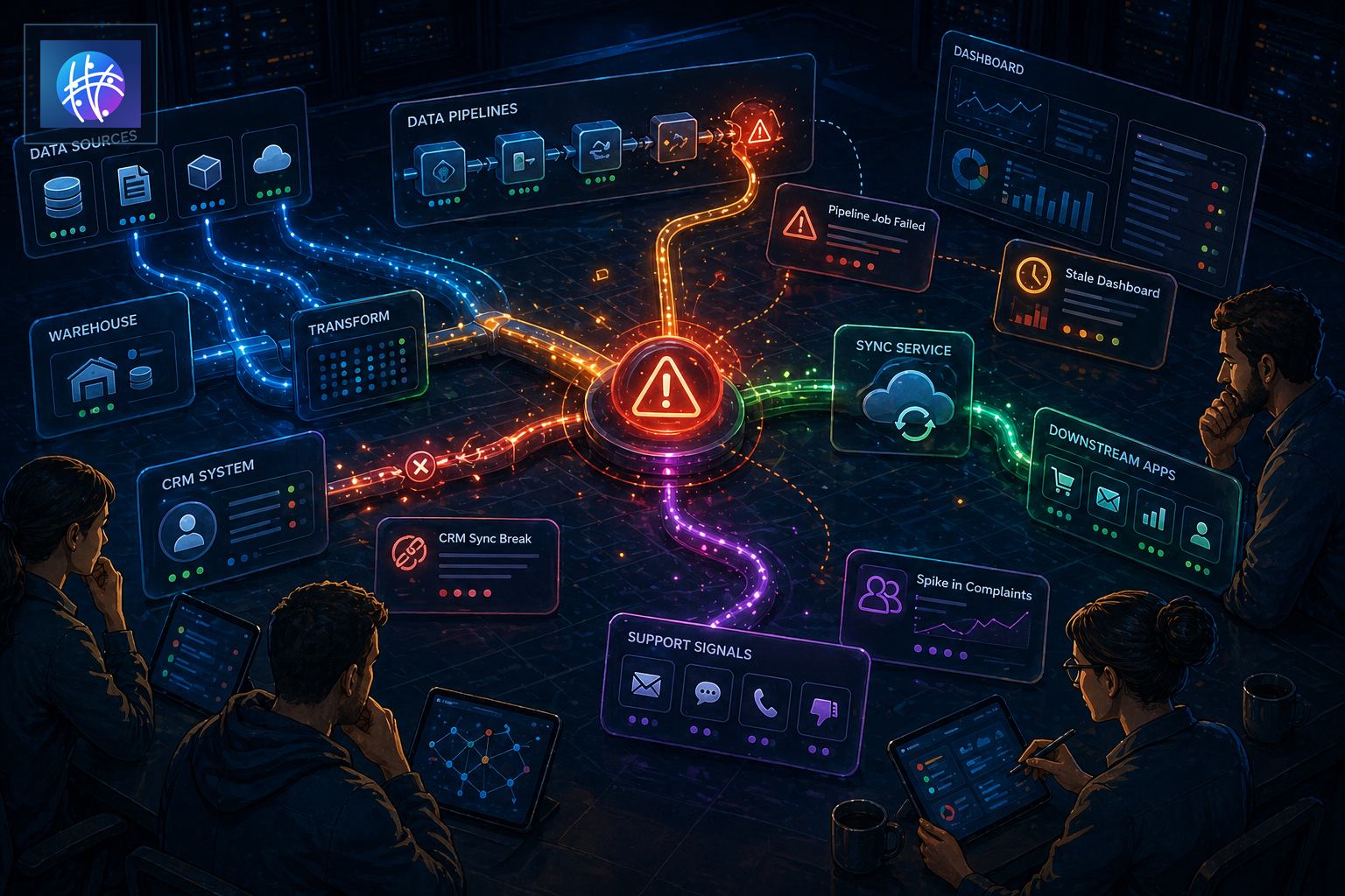 Event Correlation for Data Pipelines and System Syncs cinematic event correlation operations map hero image with Meshline logo