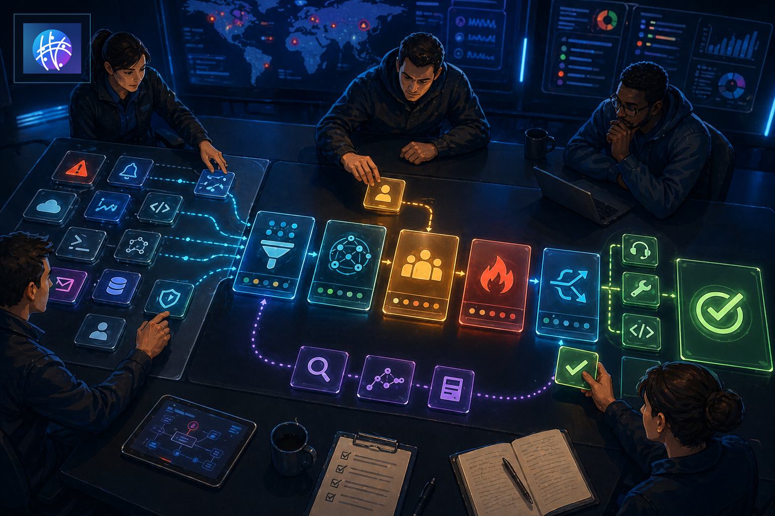Event Correlation Framework for Incident Response cinematic event correlation operations map hero image with Meshline logo