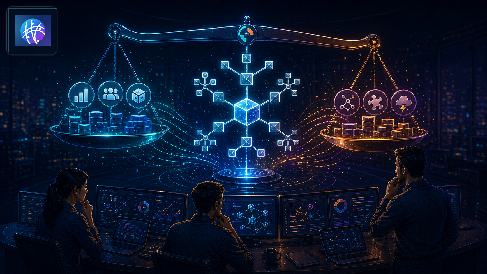 Snowflake Schema Benefits and Tradeoffs for Operators premium data warehouse schema hero image with Meshline logo