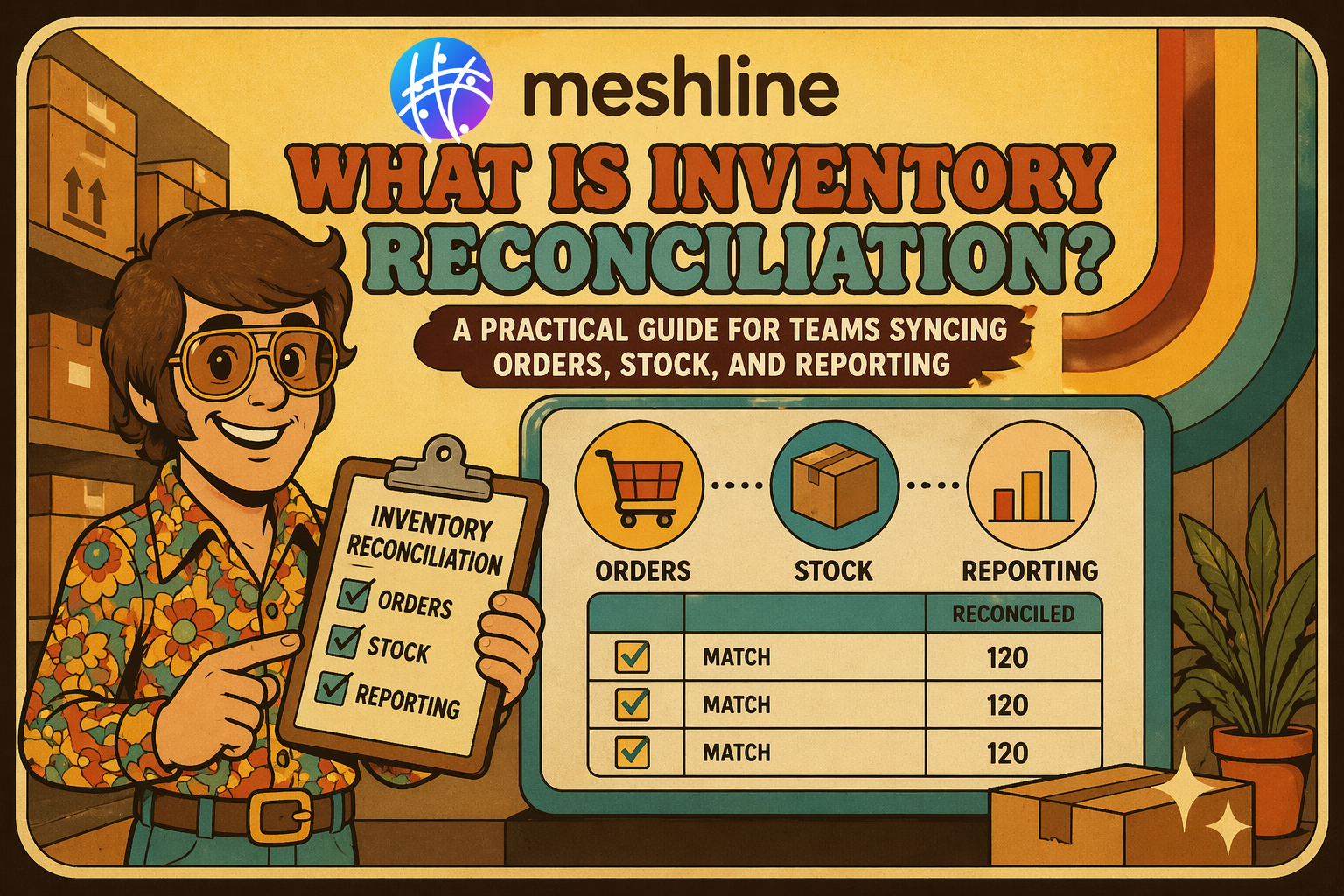 inventory reconciliation workflow showing order state stock movement finance matching and reporting alignment